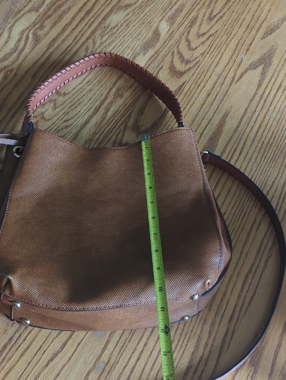 Elegant Brown Leather Tote Handbag Crossbody Bag - Picture 4 of 7